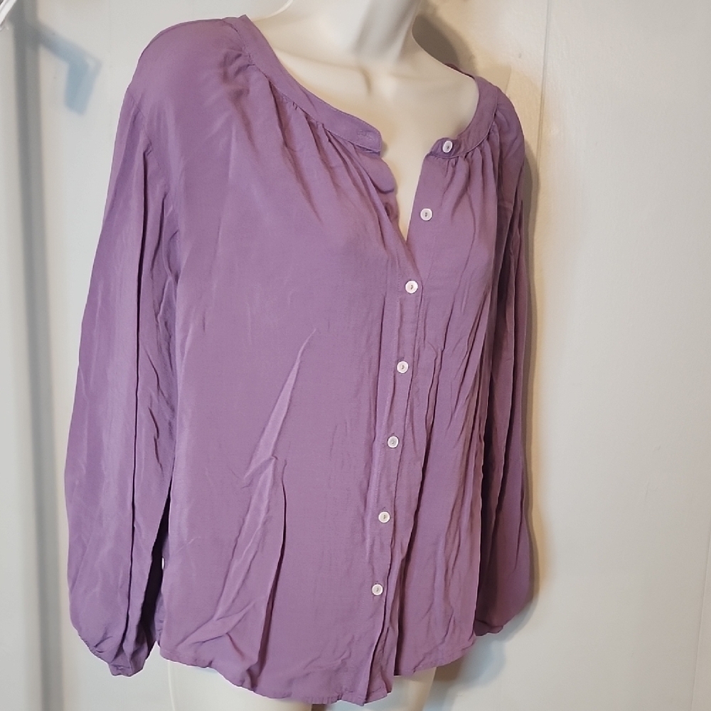 Velvet by Graham & Spencer Purple Relaxed Buttoned Blouse